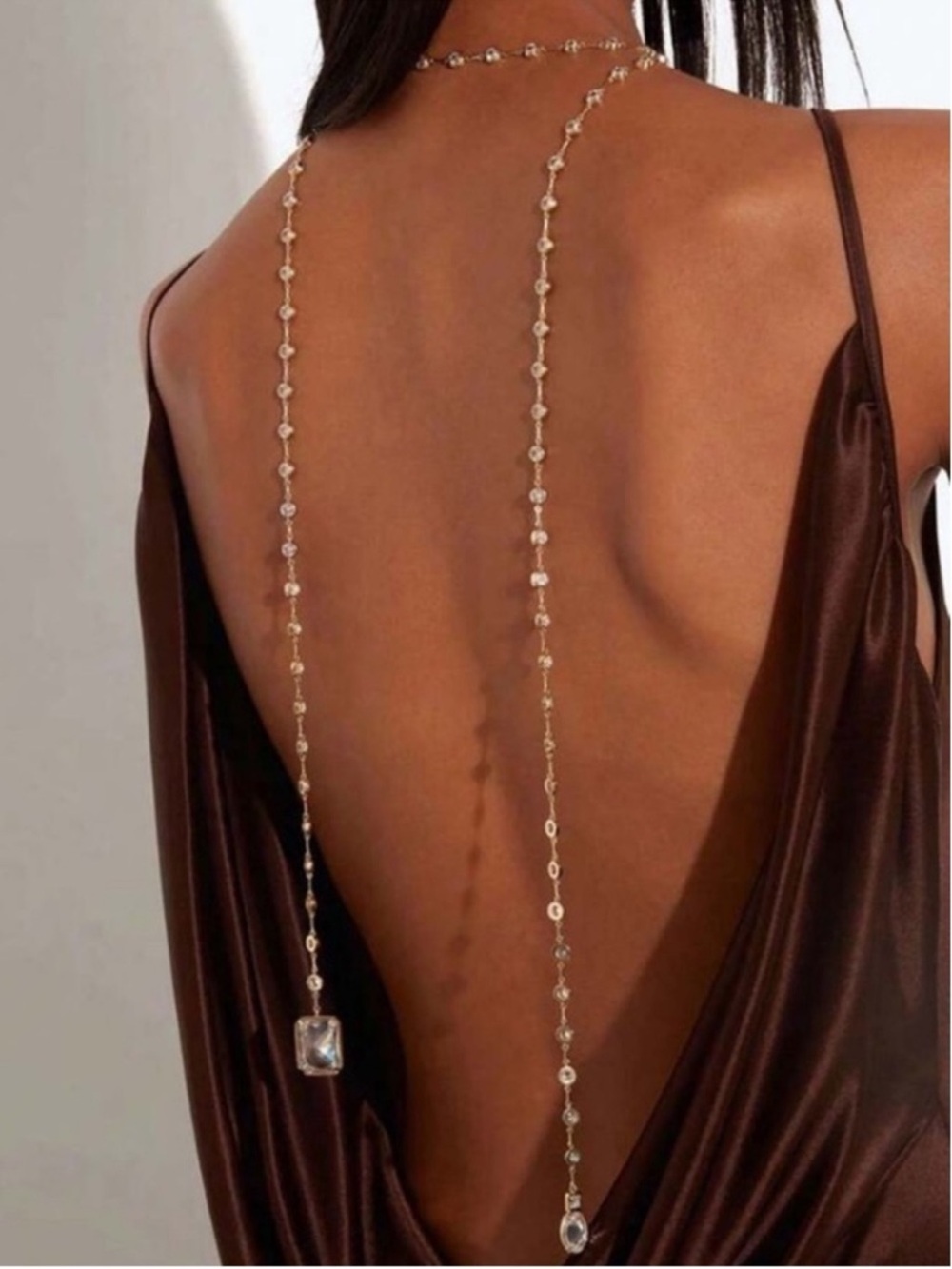 Gilded Aurelia Back Body Chain Drop Crystal  Necklace
